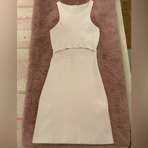 Wilfred Pale Pink Ribbed Cutout Tank Midi Dress - Picture 1 of 6